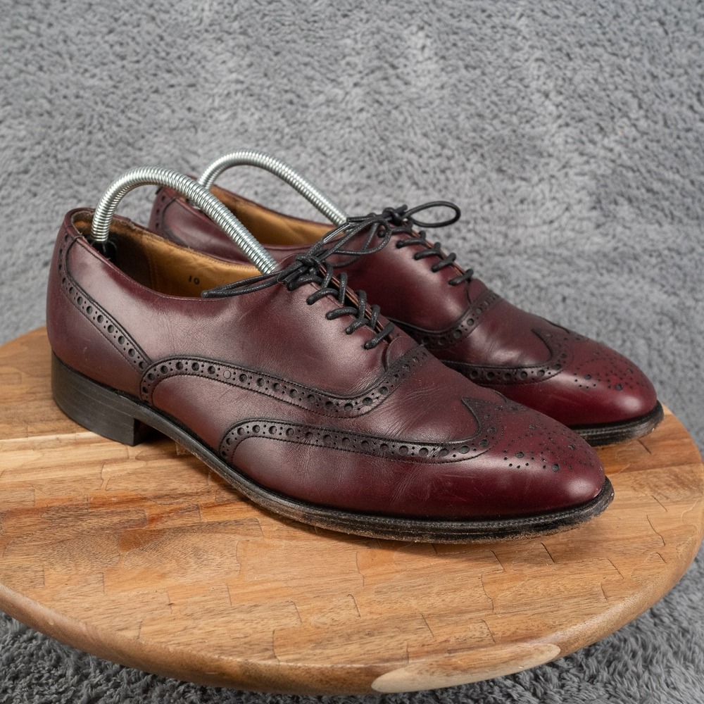 Burgundy JOHNSTON & MURPHY Wingtip Brogue Aristocraft Oxford Shoes 10 D/B